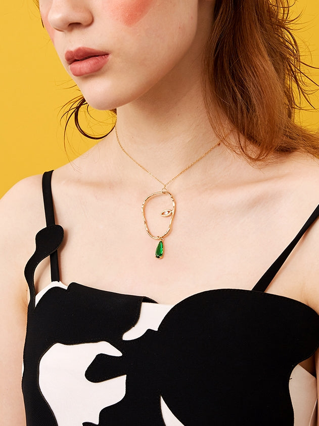 Abstract Face Single Eye Necklace