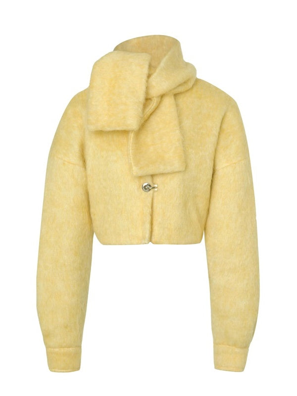 Woolen Short Coat with Scarf