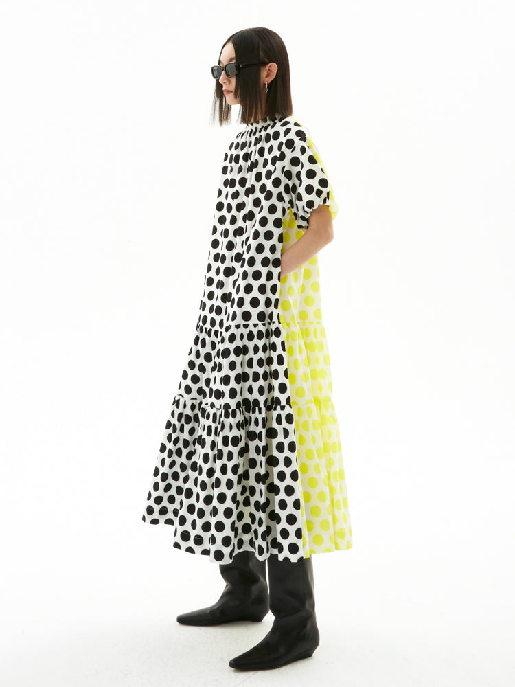 Polka Dot Puff -Ärmelkleid