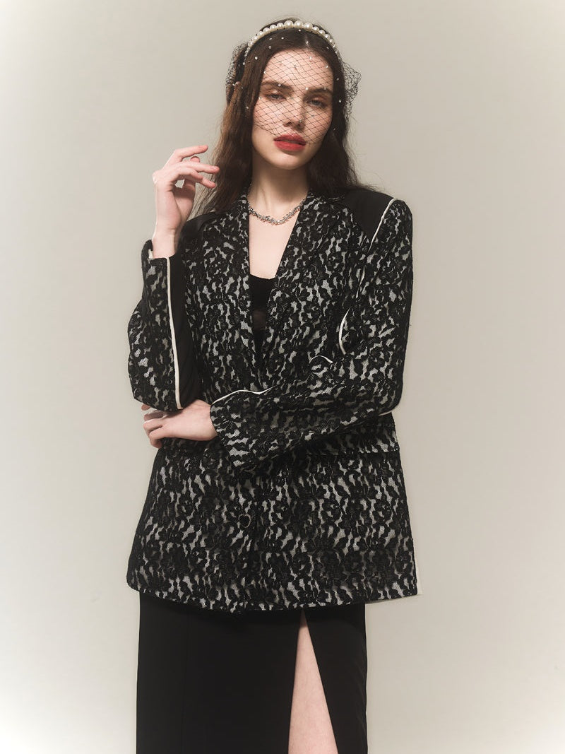 Lace Stitching Long-sleeved Jacket