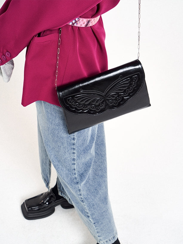 Butterfly Embossed Chain Bag