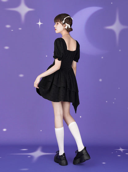 Laceup Short-sleeved Tutu Dress