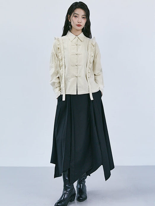 New CHINESE STYLE CORDUROY LACE SHIRT