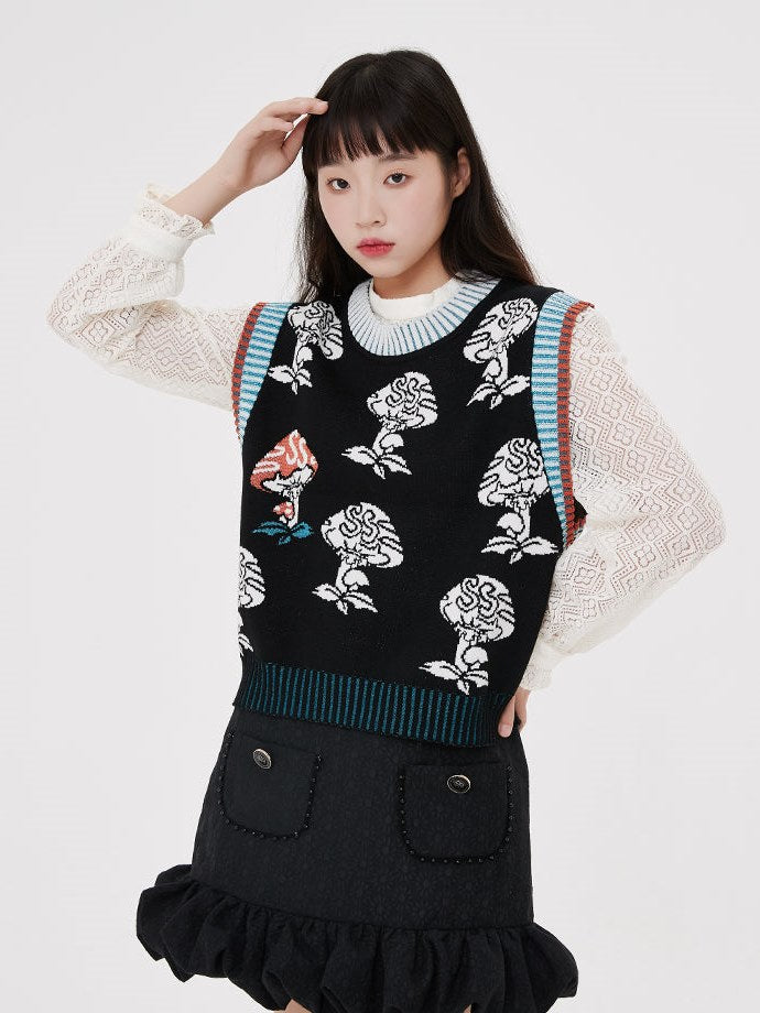 MUSHROOM KNITTED VEST