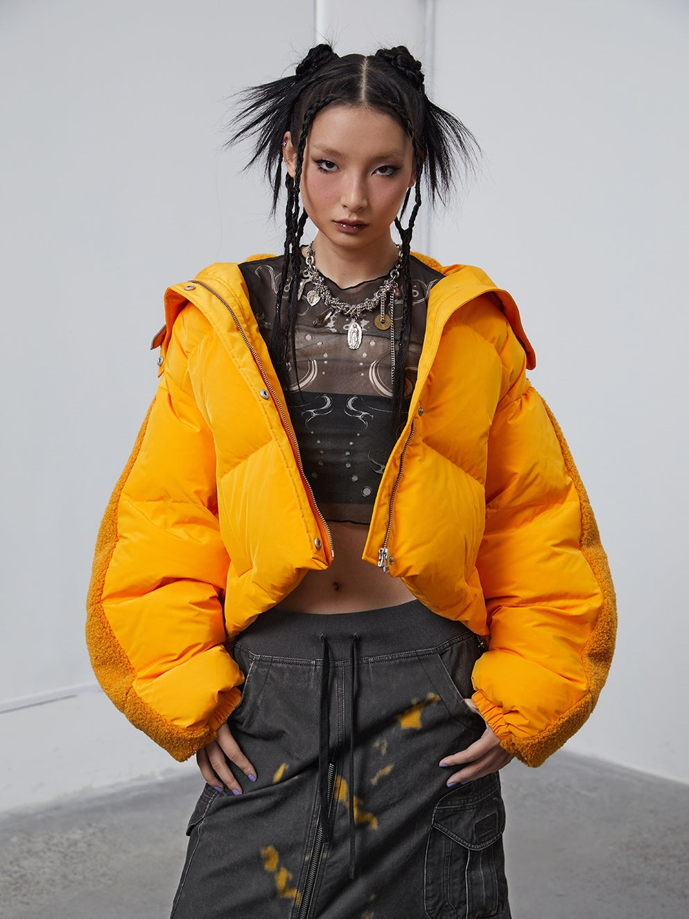 Stand Collar Orange Down Jacket