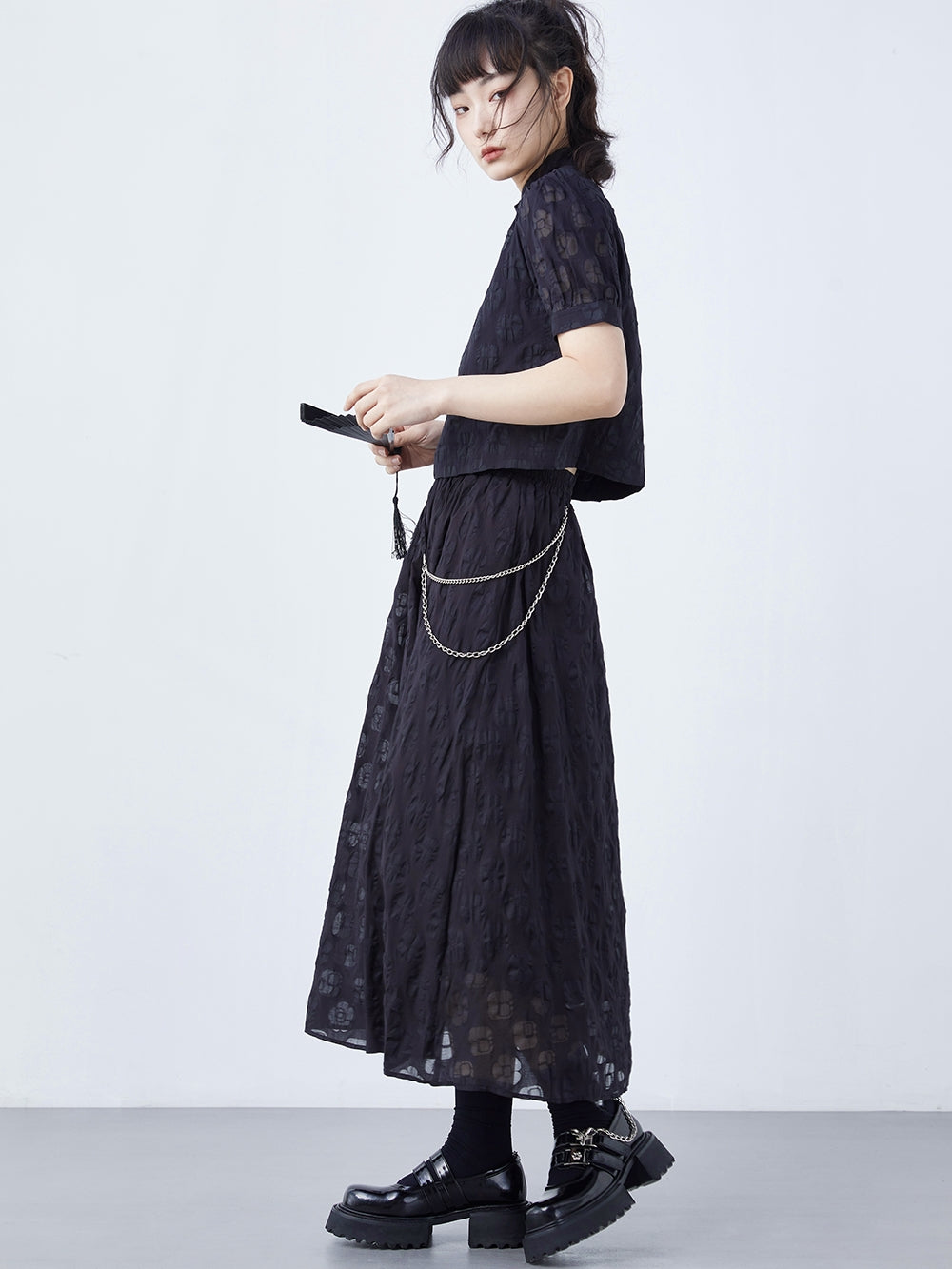 New CHINESE STYLE JACQUARD TOP + SKIRT