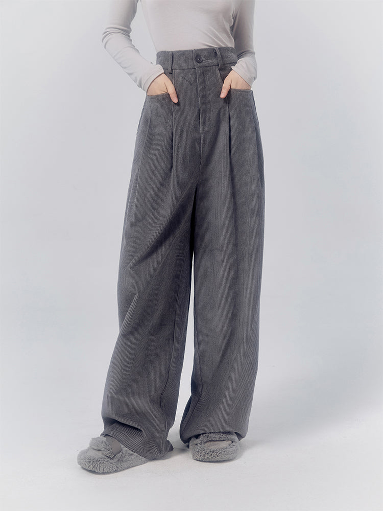 Corduroy High-Waisted Wide-Leg Pants