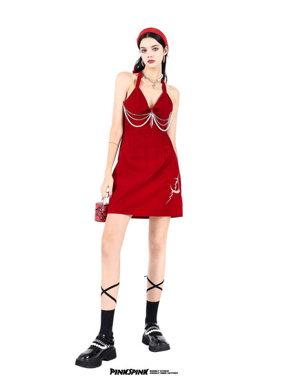 Halter-Neck Pearl Chain Nichi Moon ONE-PIECE