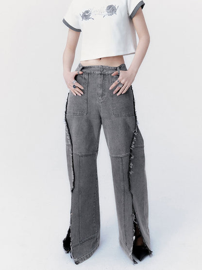 Raw Edge Silhouette Jeans