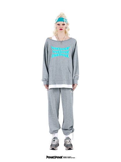 Sweat Casual Sporty Pullover Pants Set-UP