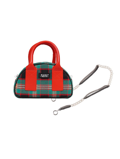 Plaid Contrast Color Mini Bag