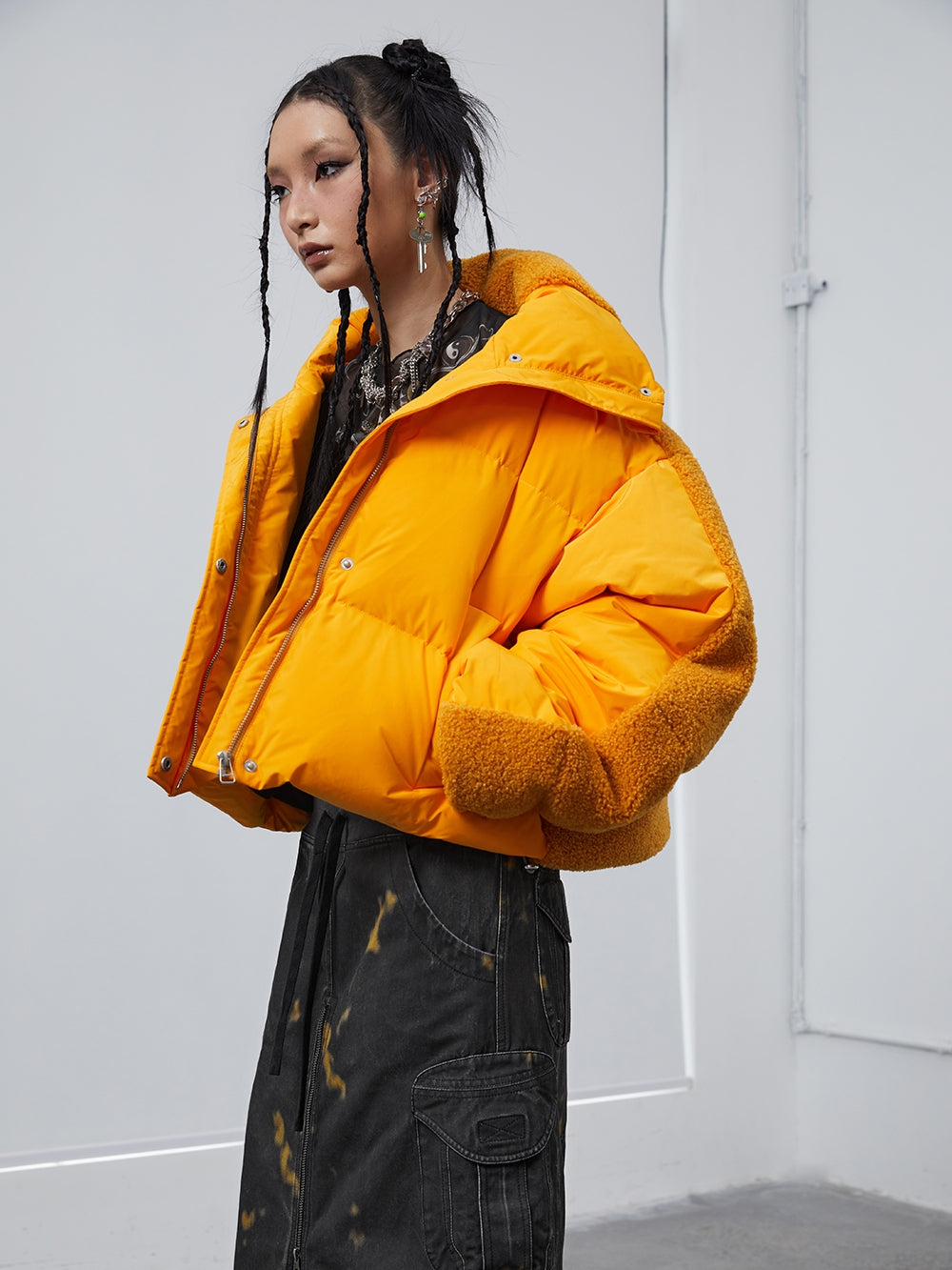 Stand Collar Orange Down Jacket