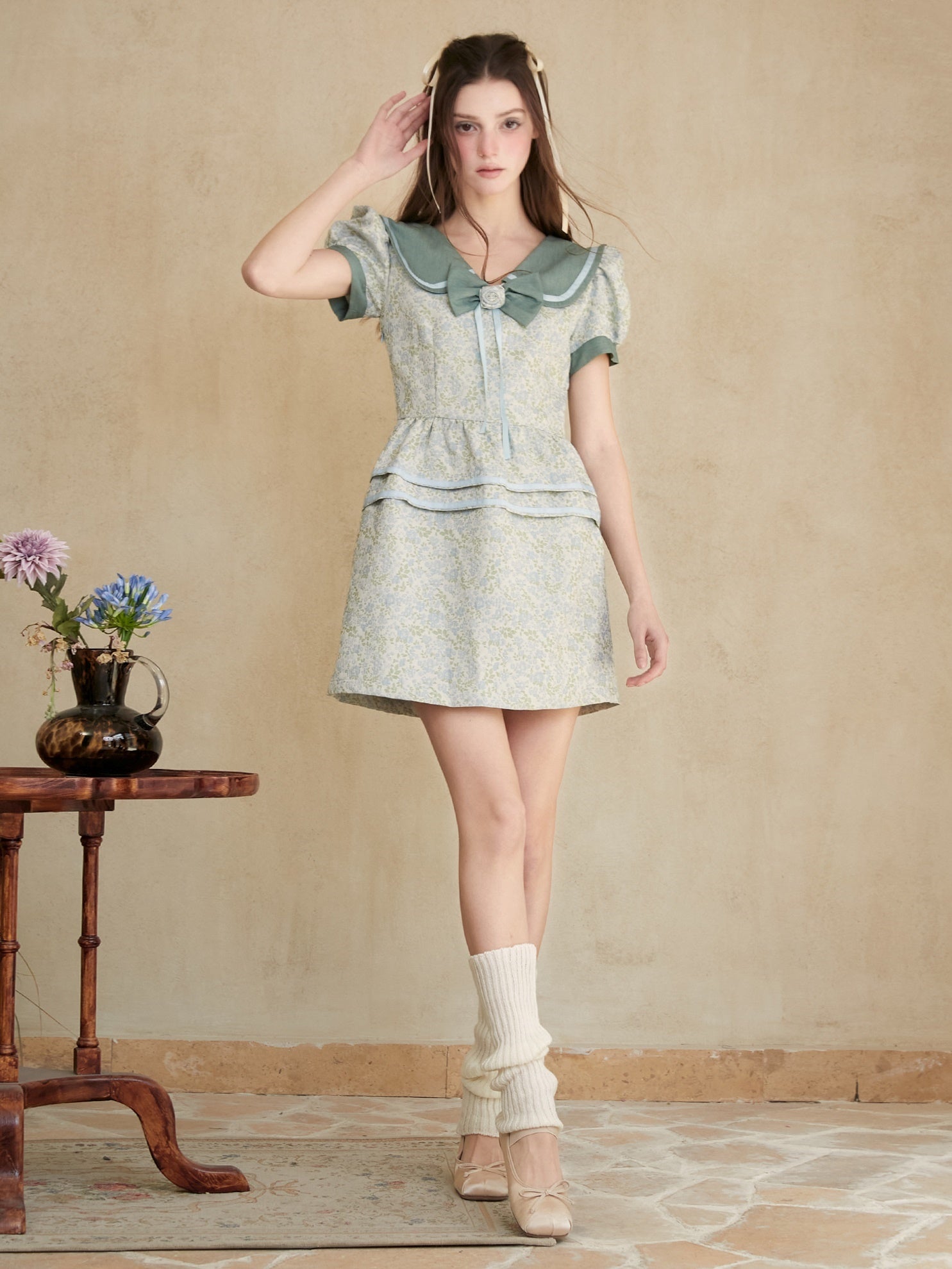 DOLL COLLAR JACQUARD ONE-PIECE