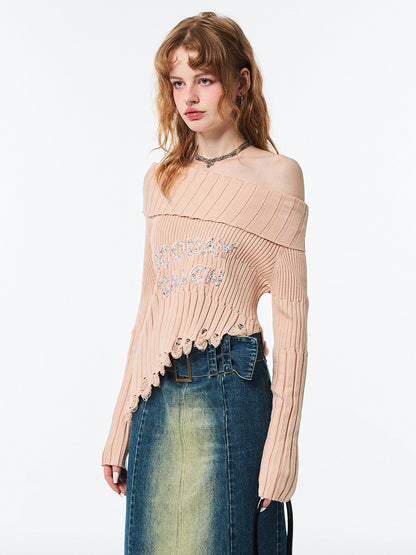 ONE SHOULDER KNIT SWEATER