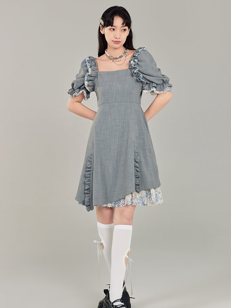 Square Neck Puff Sleeve Dress