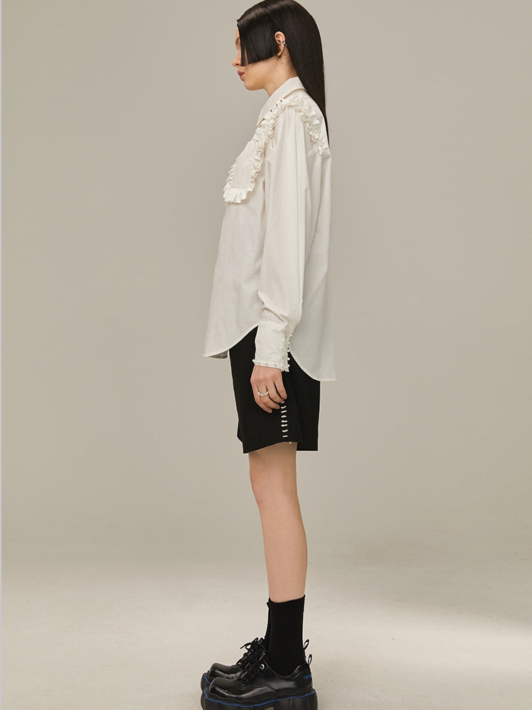 All-Match-Box-Sleeed Lace Shirt