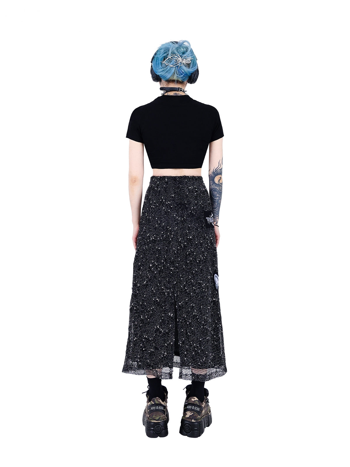 Electric Moon Rock Patch Mesh Double Layer Skirt