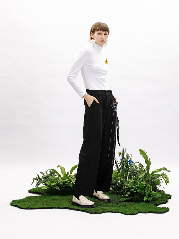 Three-dimensional Embroidery Nichi Straight Pants