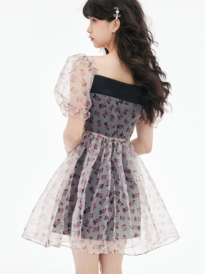 Floral Puff Sleeve Princess Dress