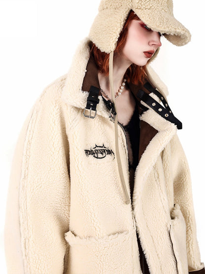 Double-sided Suede Lamb Wool High Collar Coat