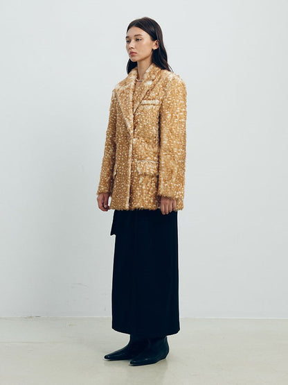 Animal-print Eco-fur Mid-length Jacket