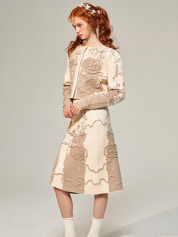 Jacquard Knitted Jacket ＆ Skirt