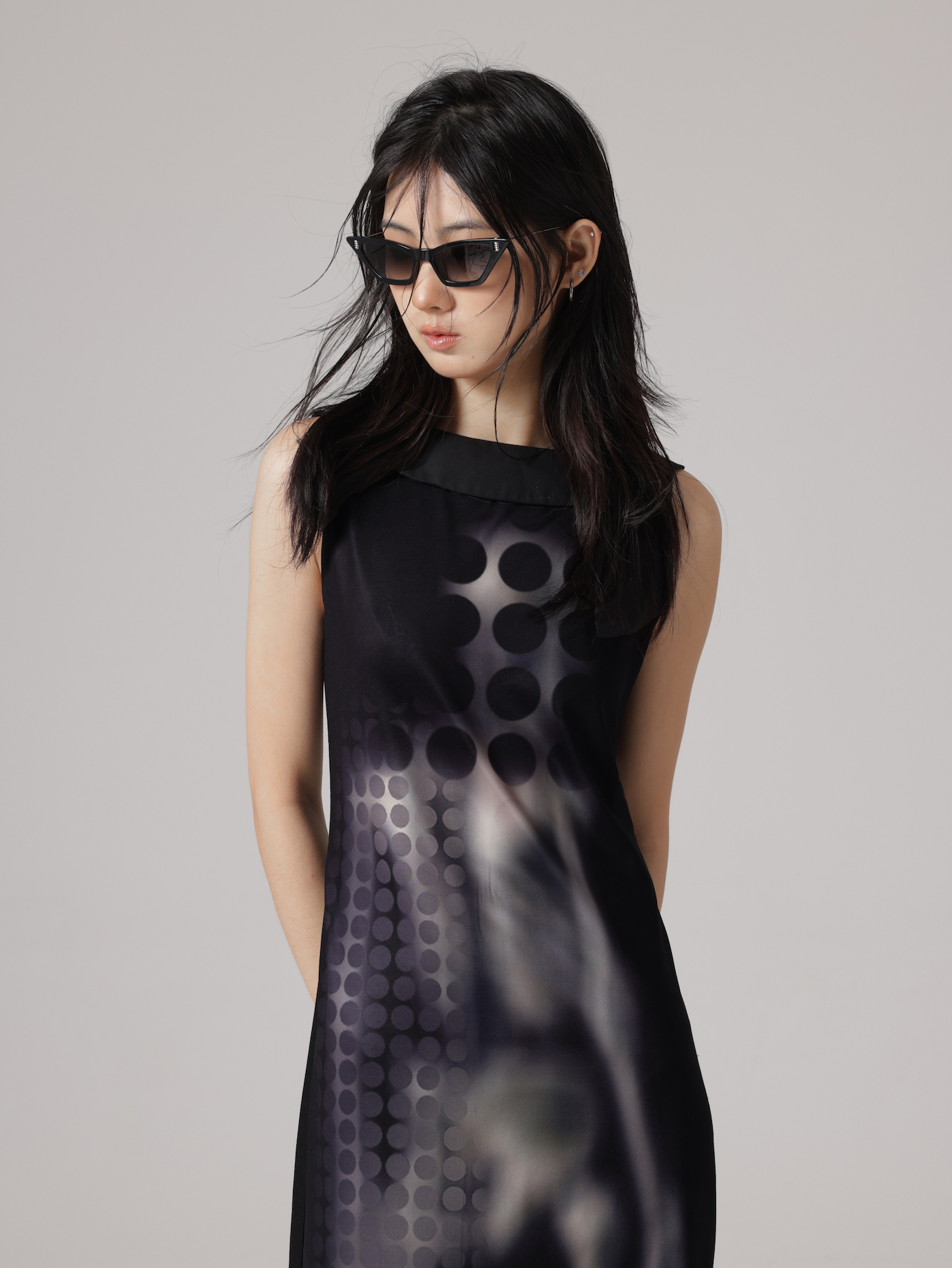 Human Figure Printic Stitching Sleevels Dress