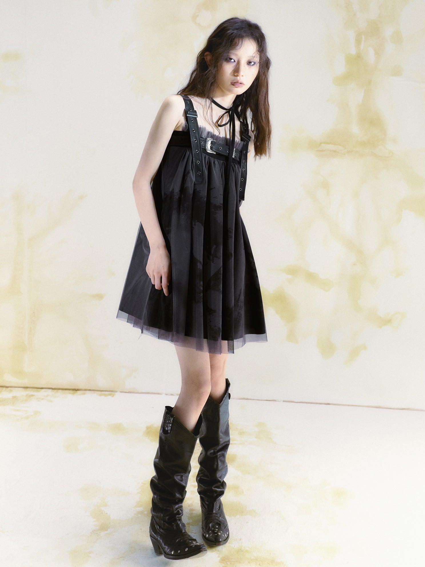 Belt Graffiti Suspender Dress