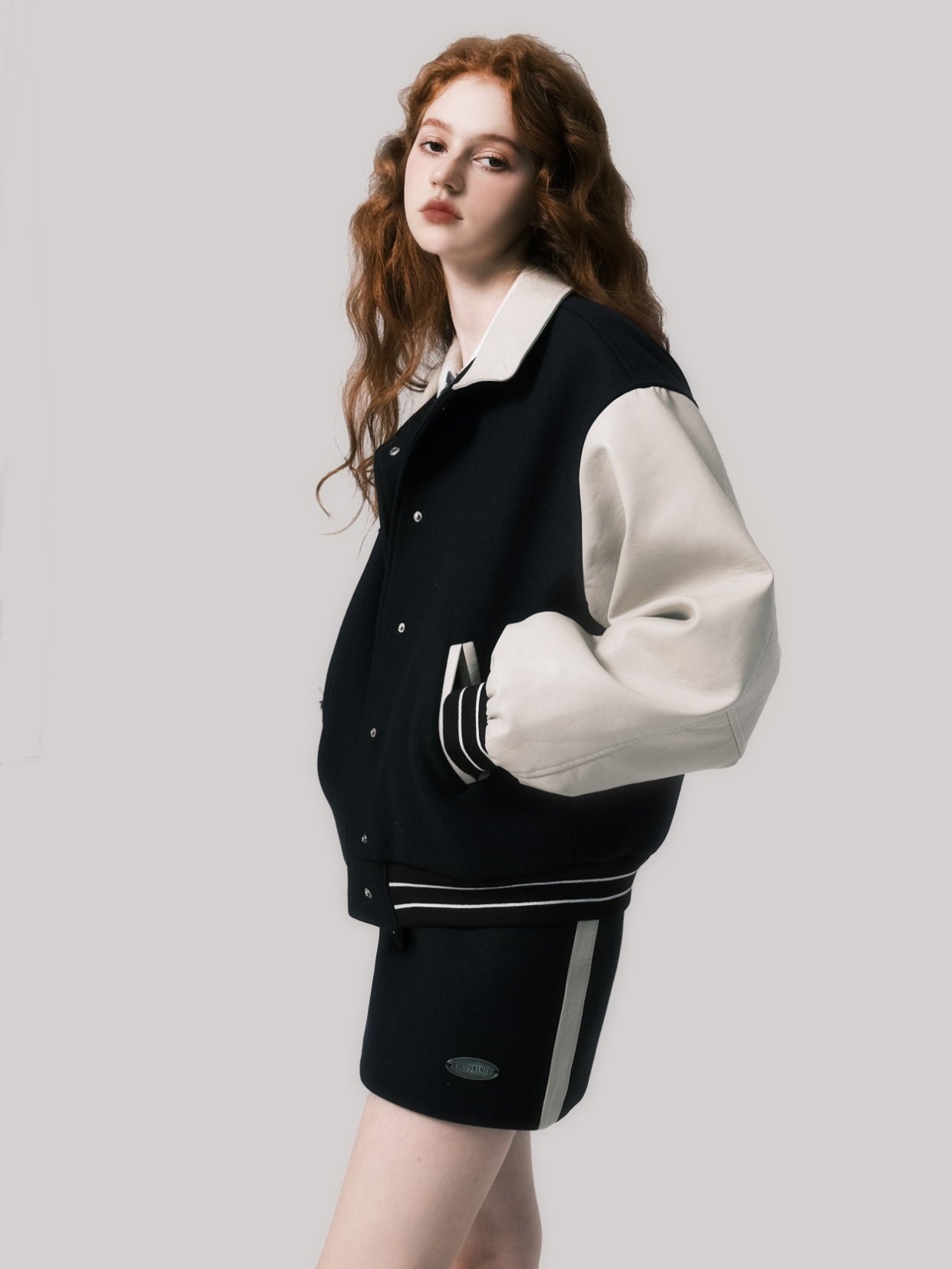 Wool Quilted Baseball Jacket &amp; Skirt