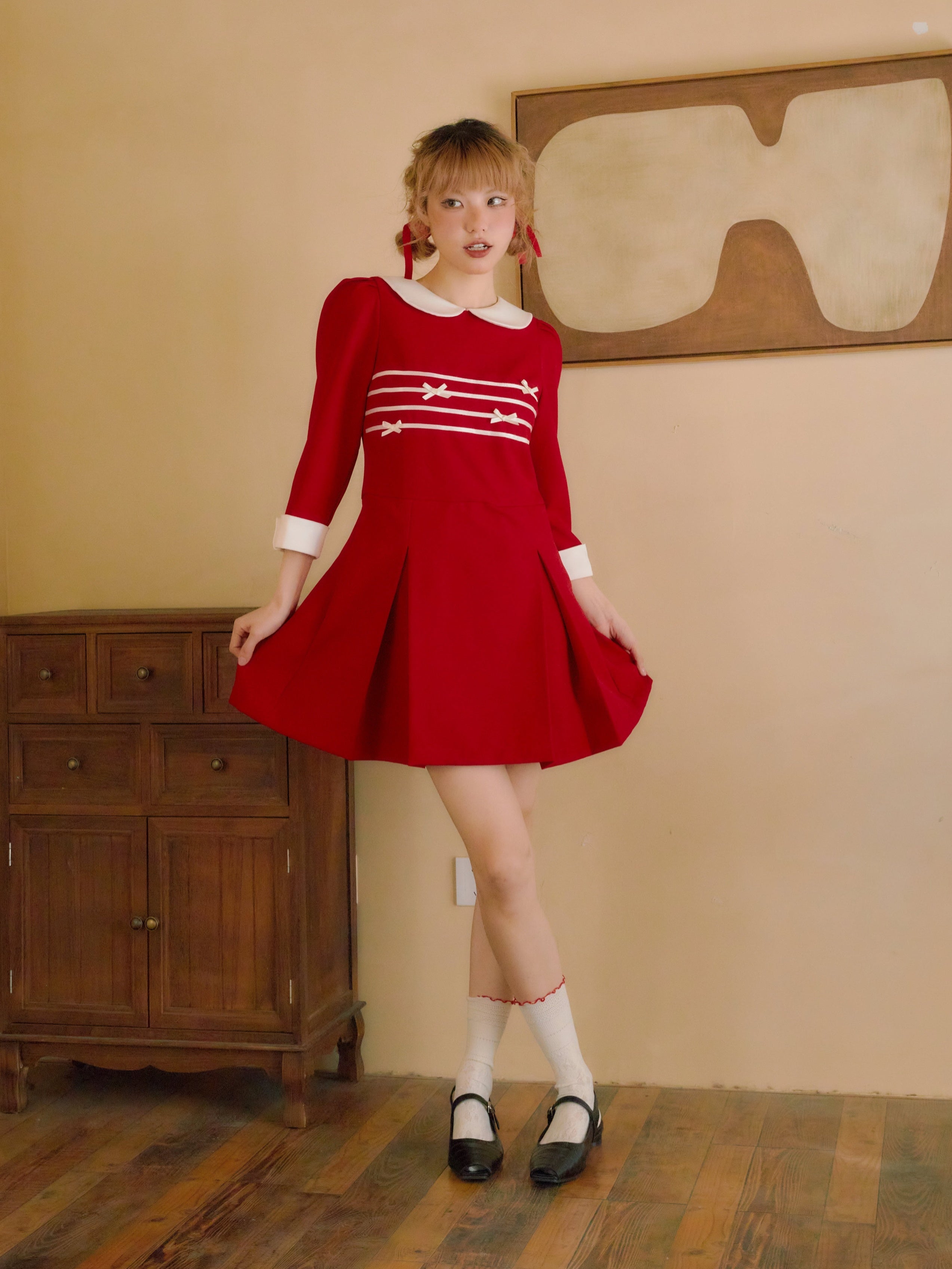 DOLL COLLAR VELVET A-LINE Dress