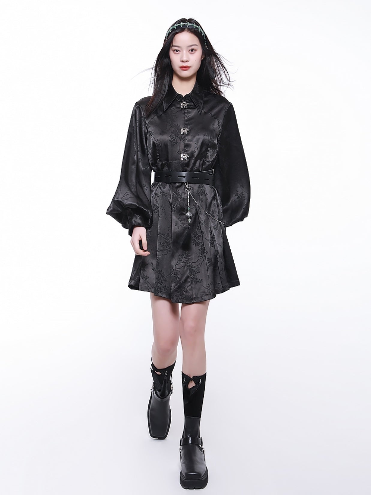 Lantern Sleeve Shirt Dress