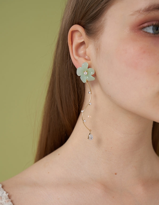 Flower Curve Long Earrings