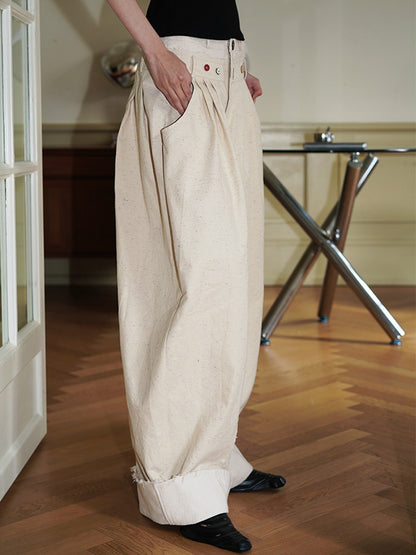 Pantalon occasionnel à la taille large à la taille