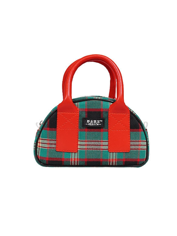 Plaid Contrast Color Mini Bag