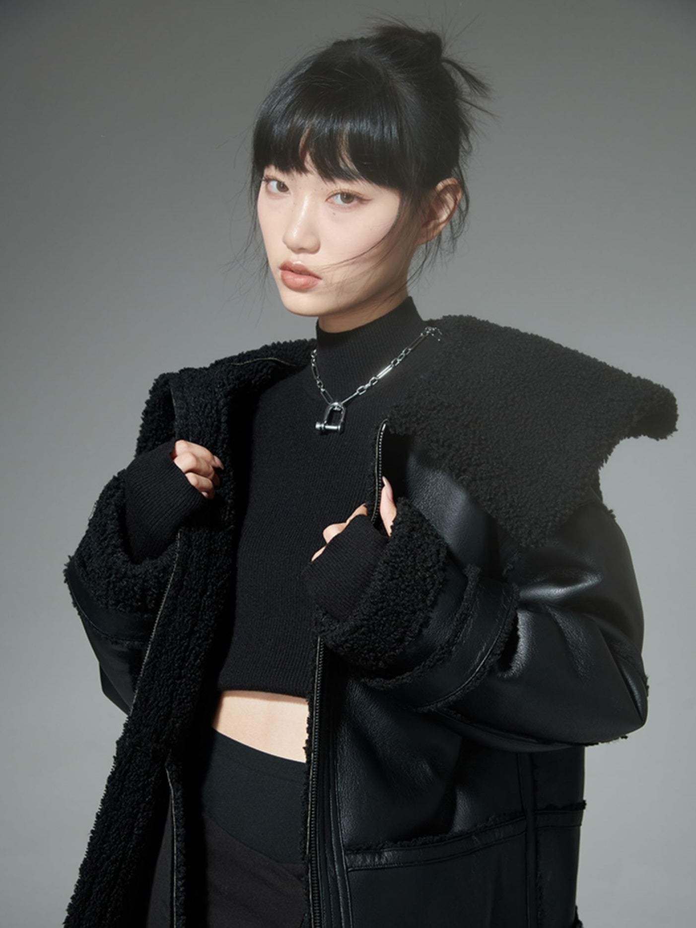 Imitation Leather Lamb Wool Jacket