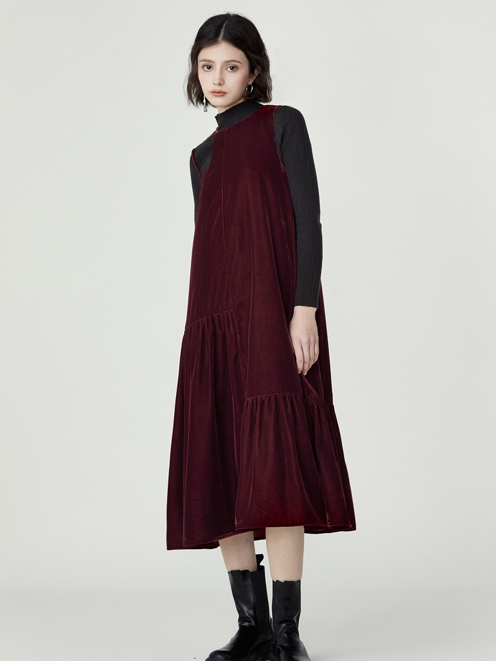 Layered Velvet Bottoming Dress