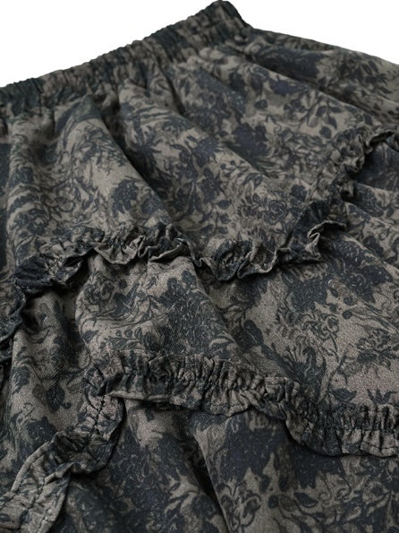 Mesh Splicing Ruffled Skirt