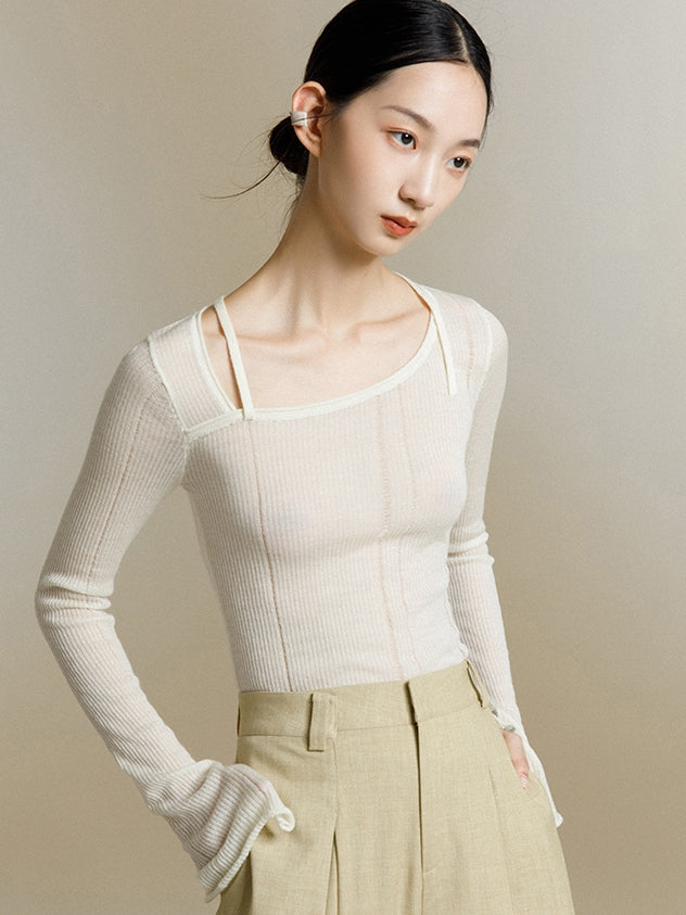 Square Neck Knitted Bottoming Shirt