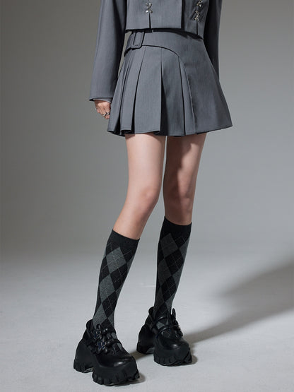 College Style Short Jacket &amp; Skirt