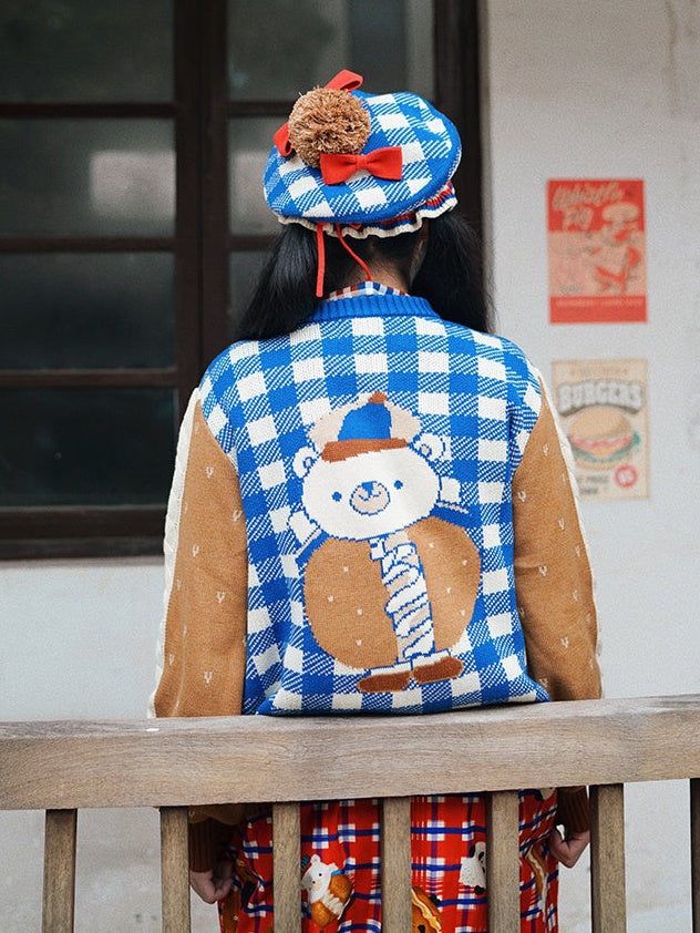 Bear Long-sleeved Knitted Cardigan