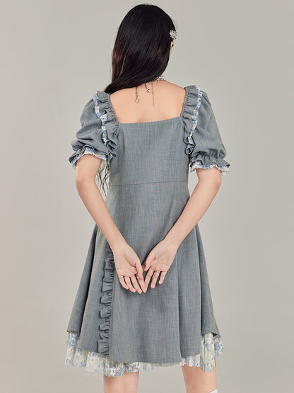 Square Neck Puff Sleeve Dress