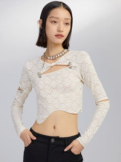 Cutout Panel Metal Bow Hook Crop Top