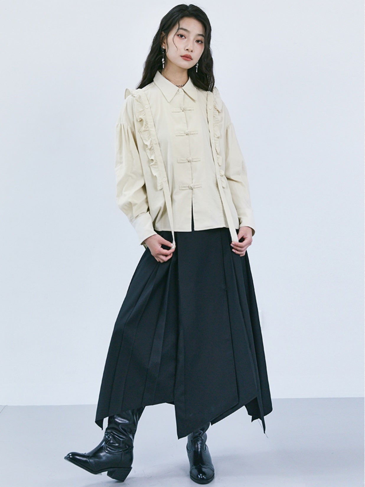 New Chinese Style Corduroy Lace Shirt