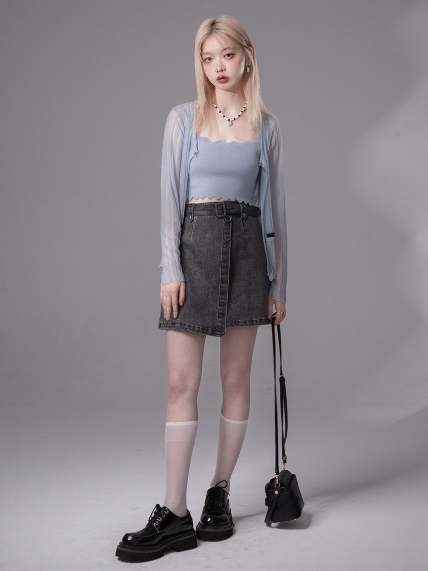 Asymmetrical Denim Skirt