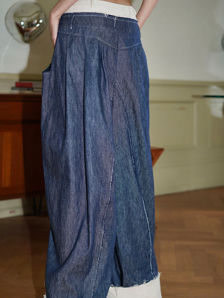 Long Wide Leg Denim Pants