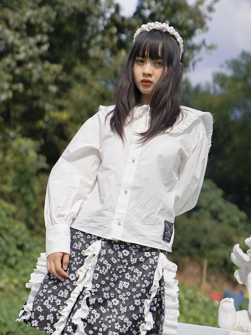 Retro Frill Gothic Sailor-Collar Blouse