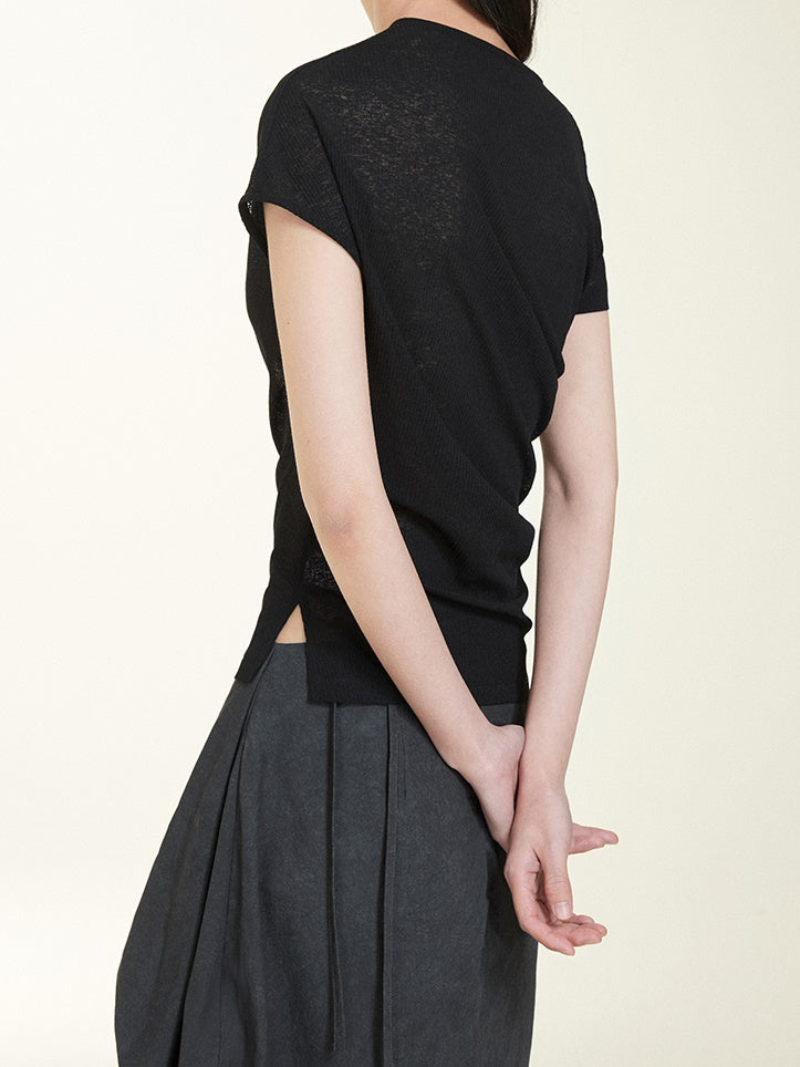 Pleated Asymmetrical T-shirt