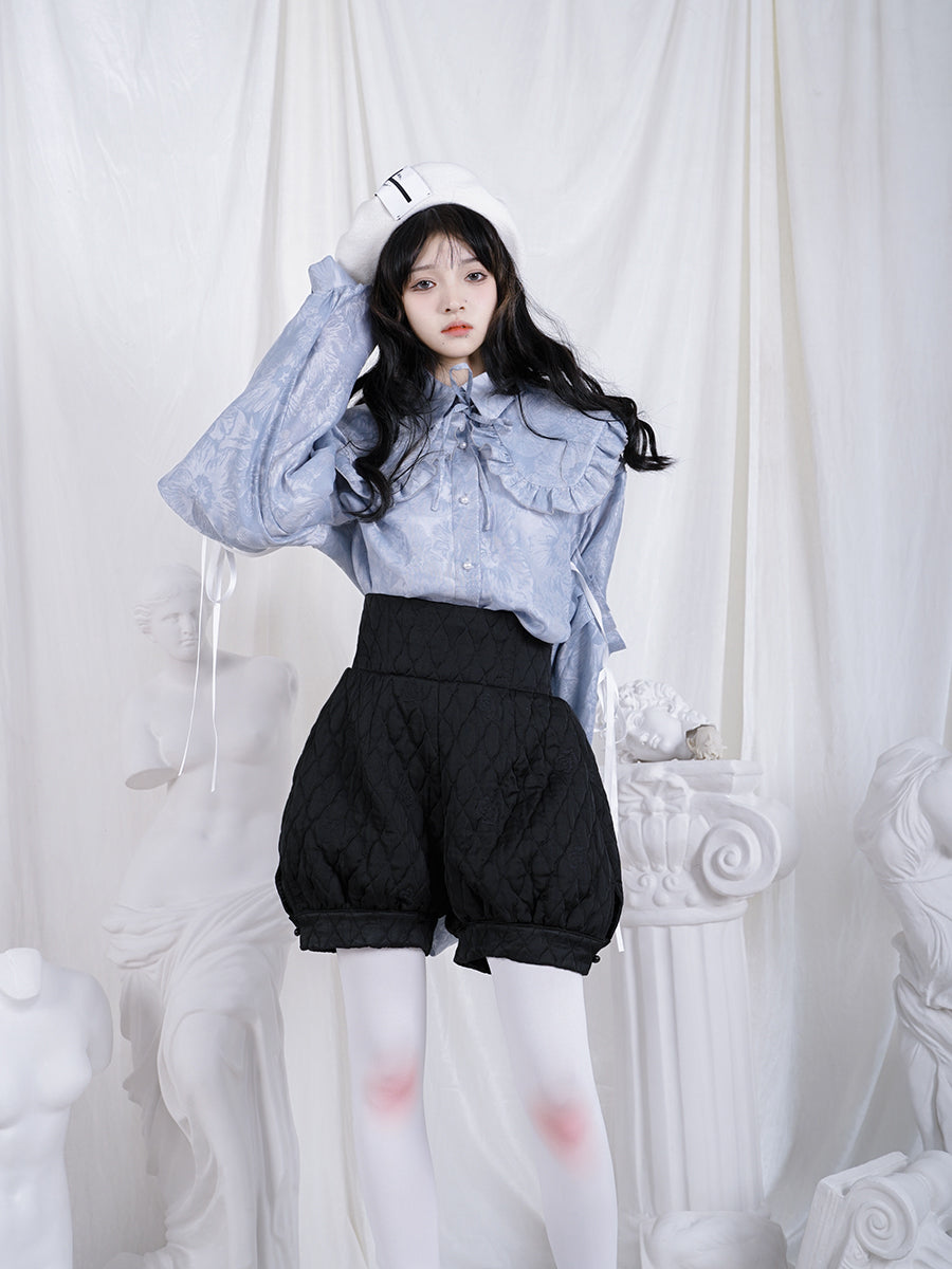 Cute High-waist Quilting Balloon Short-pants