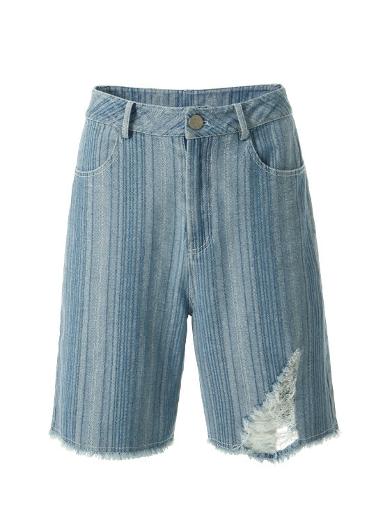 Denim-Schadensweste halbe Hosen