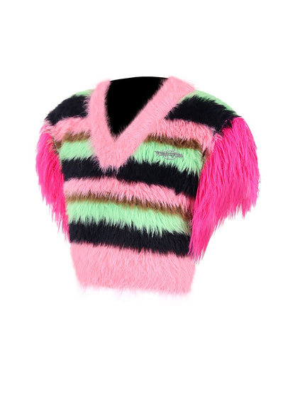 Impact Color Striped Knitted Warm Vest